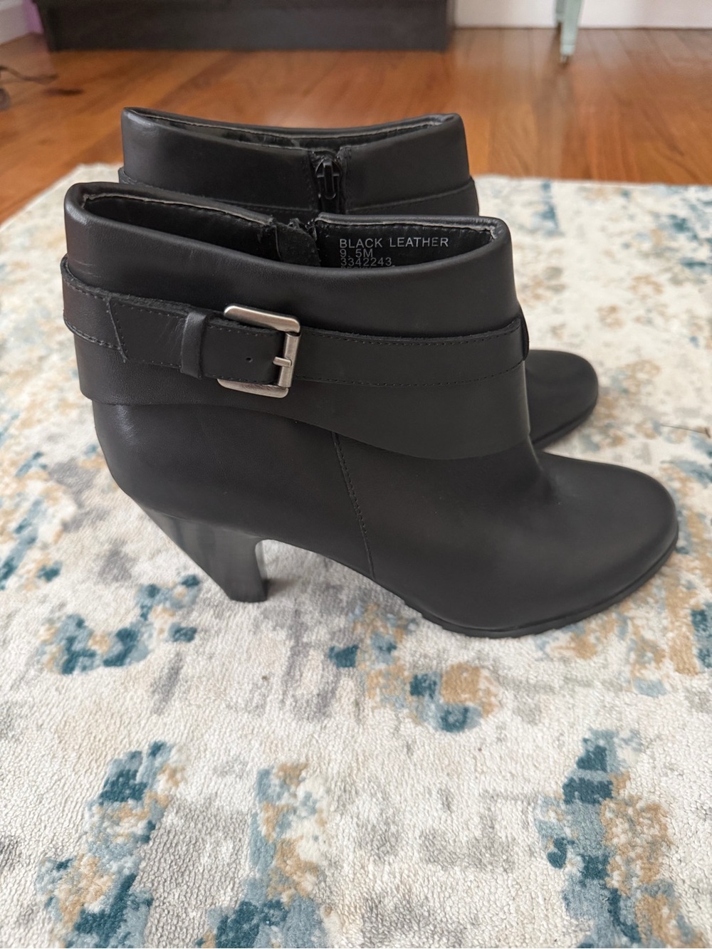 Coach and Four Black Leather Women's Ankle Boots with Buckle